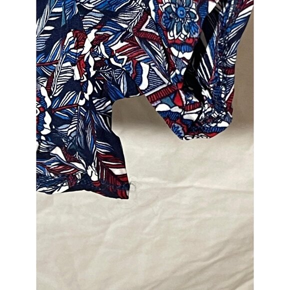 jumpsuit romper shorts tie around neck floral blue elastic waist & top M READ - Picture 5 of 9